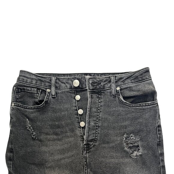 Forever 21 Women’s Black Distressed Skinny Jeans Size 30 High Rise Ripped Denim - Picture 3 of 16